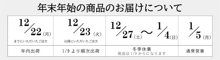 年末年始発送